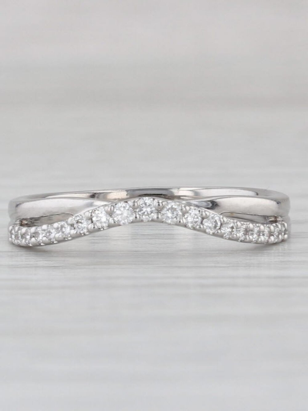 0.20ctw Contoured Diamond Ring 14k White Gold Stackable Wedding Band Size 6.75